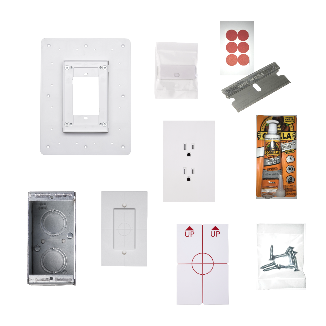 Flush Mount Outlet Kit for Wood Cabinetry